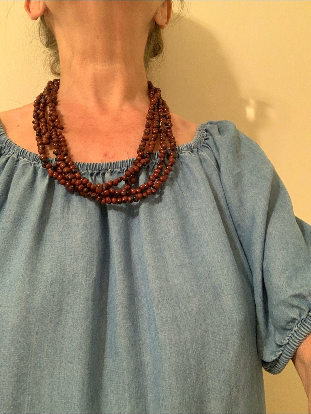 Multi-Strand Brown Beaded Women's Necklace